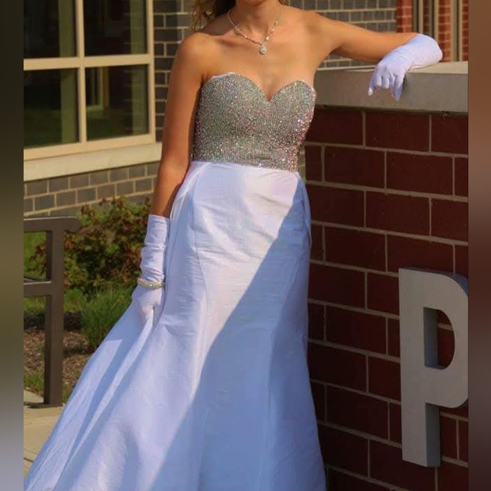 Jovani White Sleeveless Sequined Prom Dress
